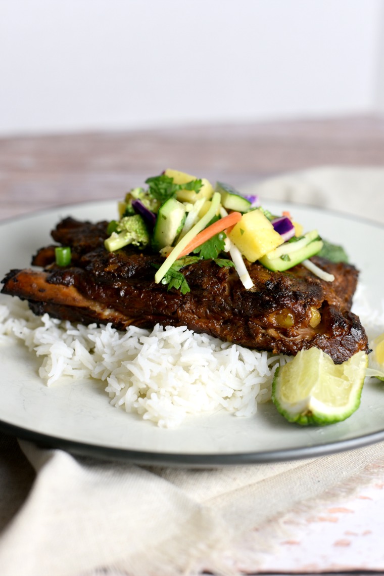 Thai Slow Cooker Pork Ribs with Pineapple Slaw