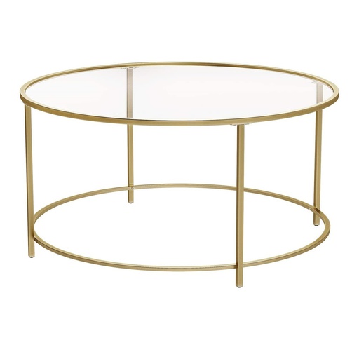VASAGLE Round Glass Top Coffee Table with Metal Frame The Gizmo Shop