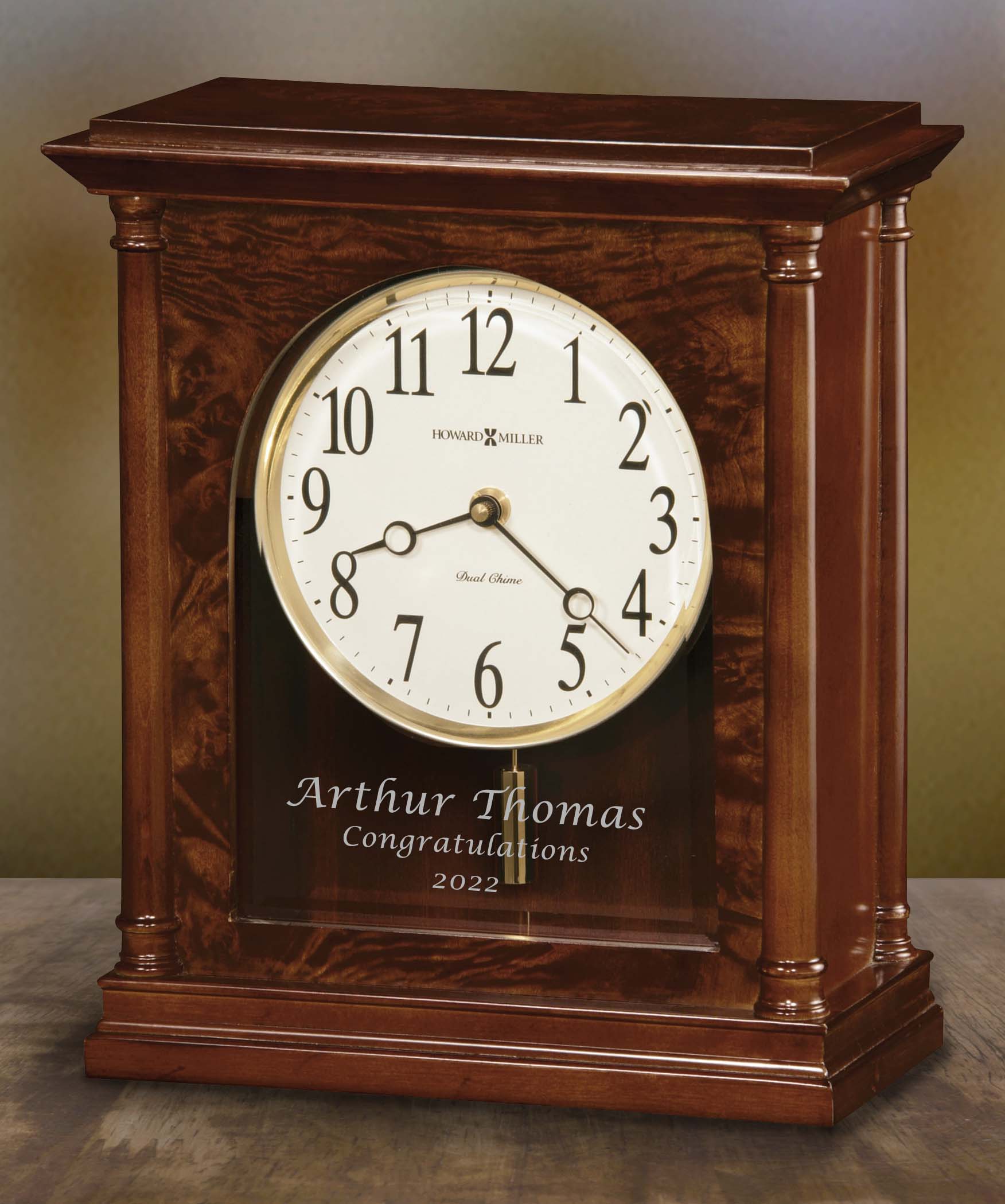 Personalized Howard Miller Candice Anniversary/Retirement Mantel Clock