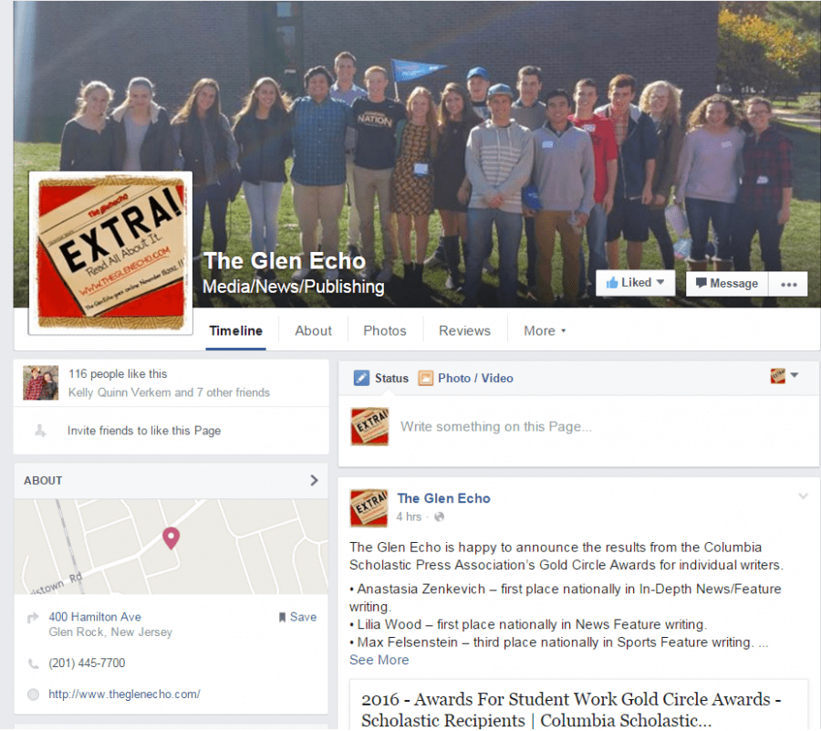 The Glen Echo makes new Facebook page The Glen Echo