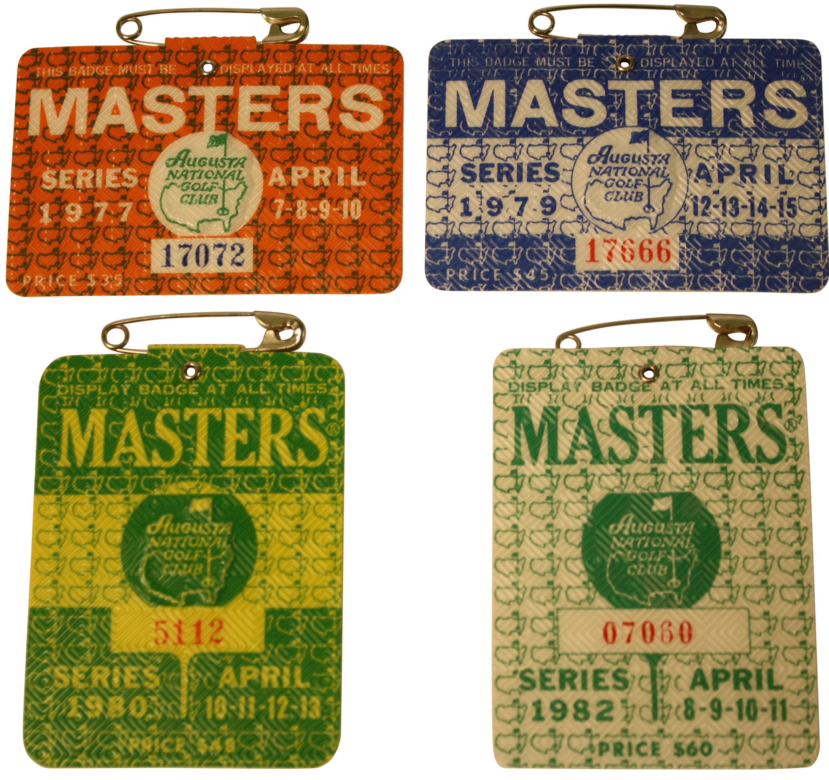 Lot Detail Lot of 4 Masters Badges 1977, 1979, 1980, and 1982