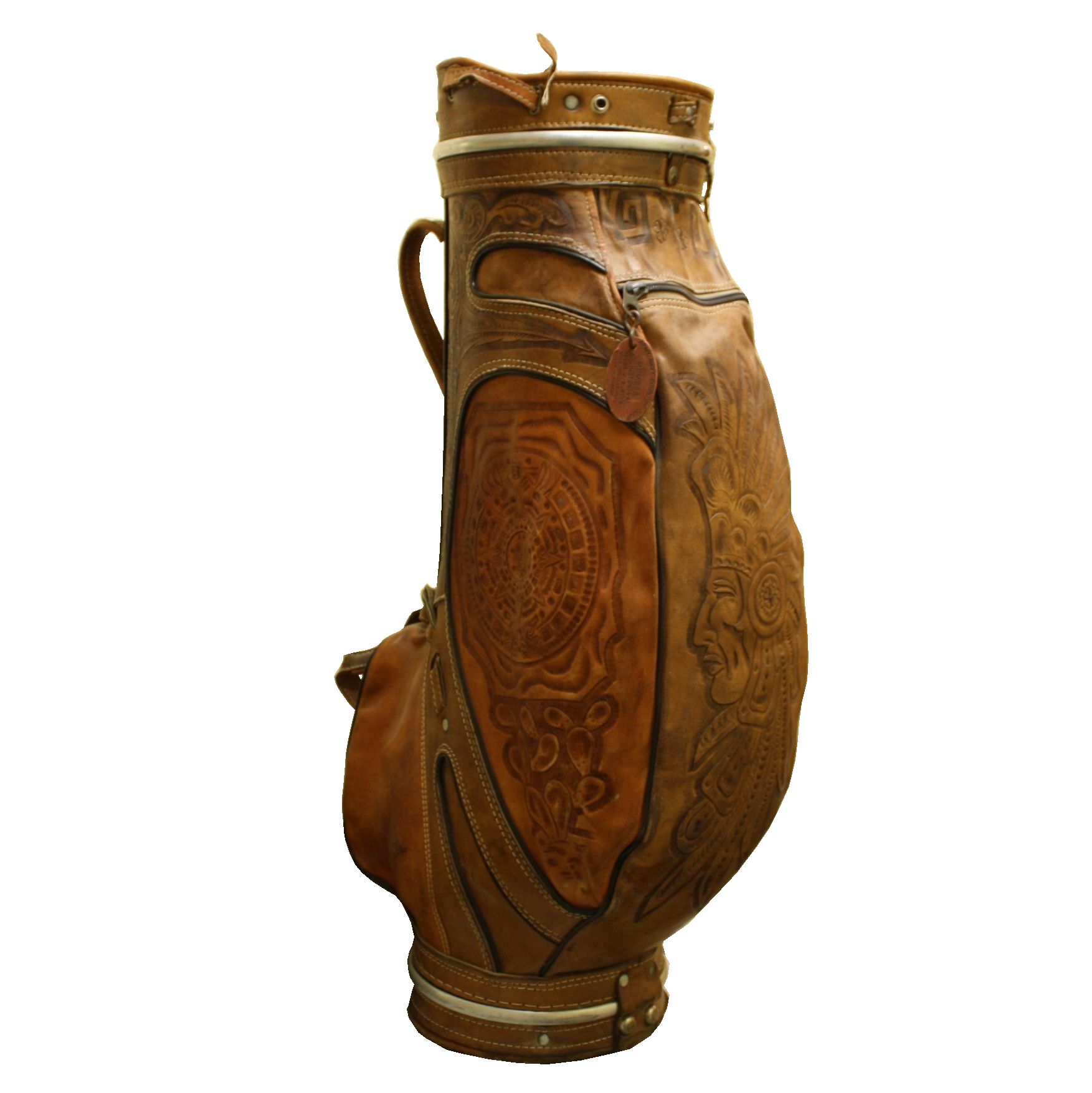Lot Detail Genuine Leather Hand Tooled Aztec Mayan Indian Art Golf Bag