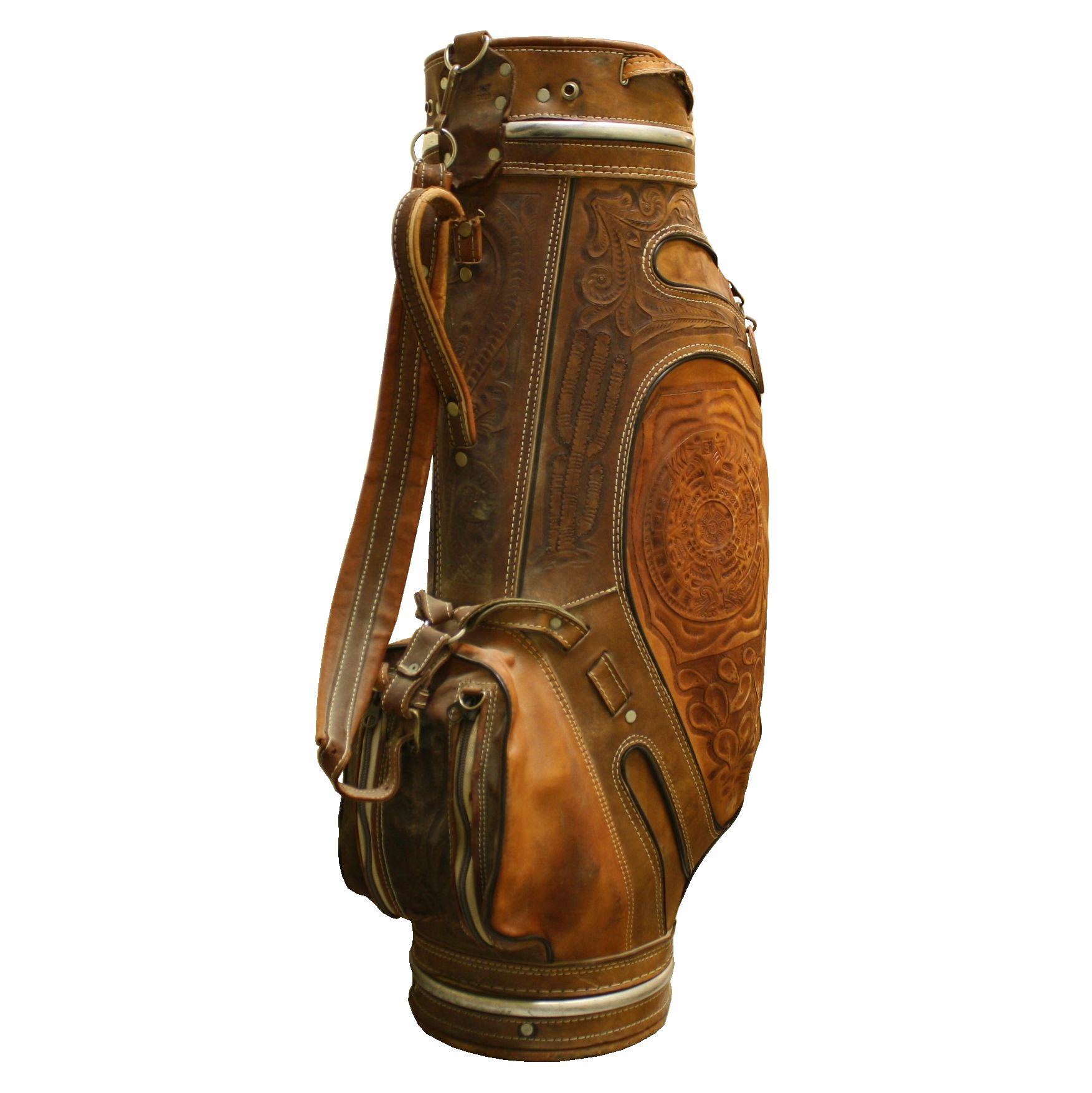 Lot Detail Genuine Leather Hand Tooled Aztec Mayan Indian Art Golf Bag