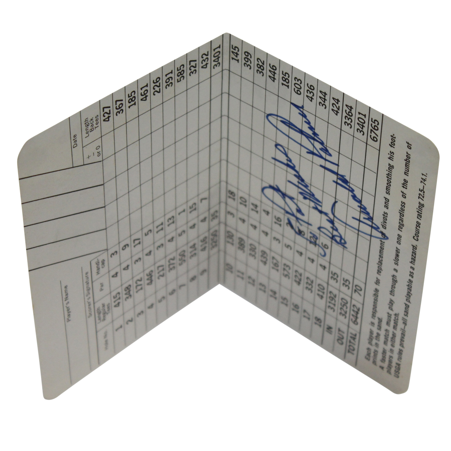 Lot Detail Pine Valley Scorecard Signed by Arnold Palmer JSA COA