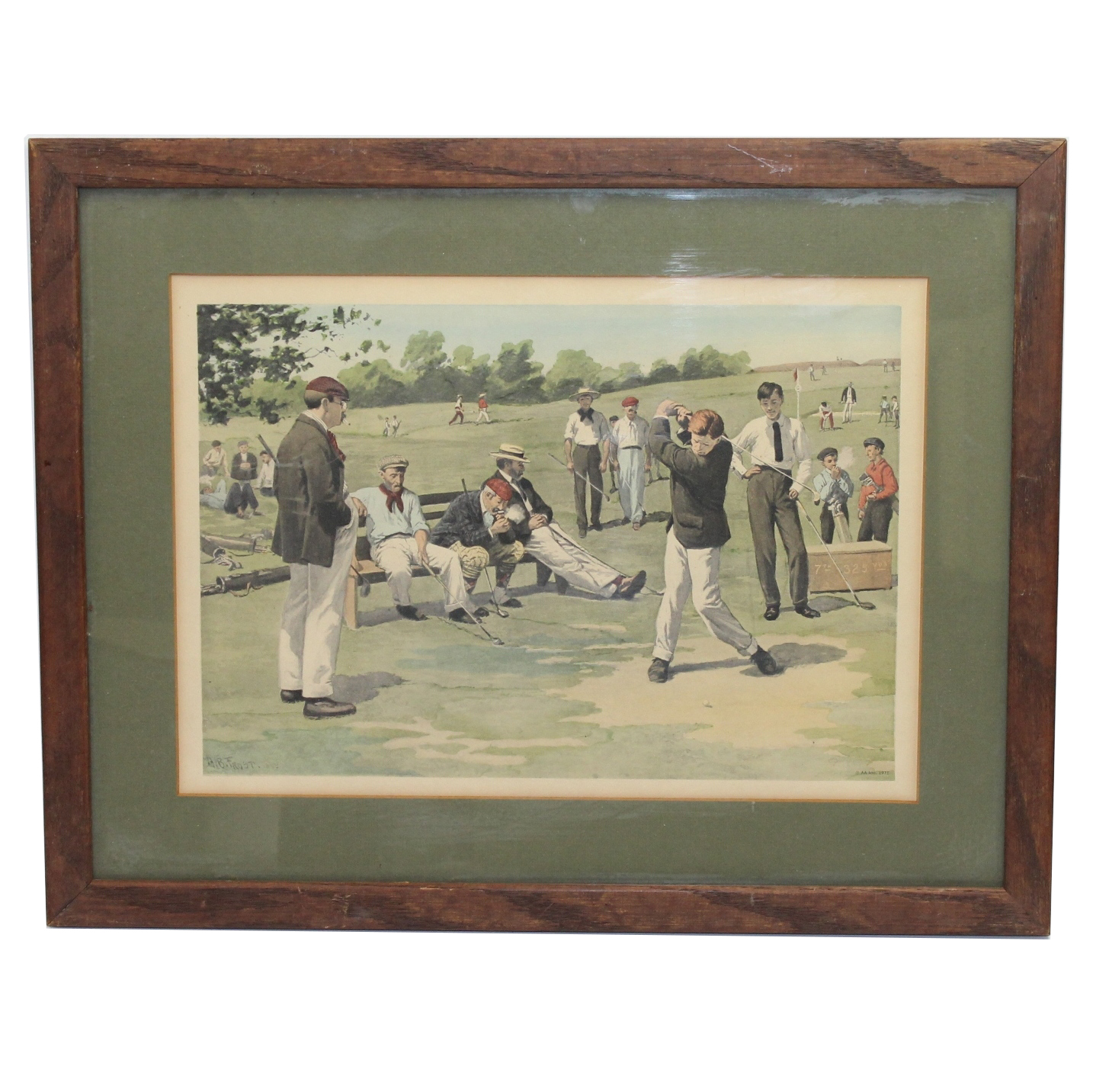 Lot Detail A.B. Frost Framed Print Golfer Teeing Off with Onlookers
