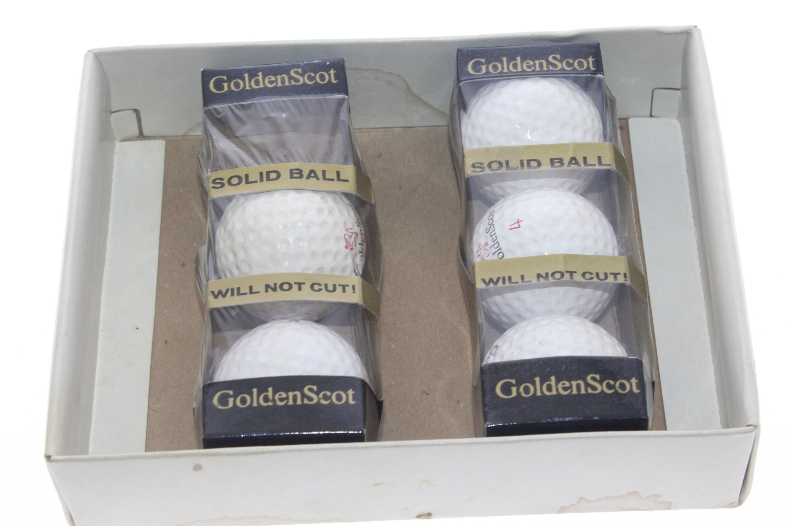Lot Detail GoldenScot Solid State Dozen Golf Balls Two Sleeves Only