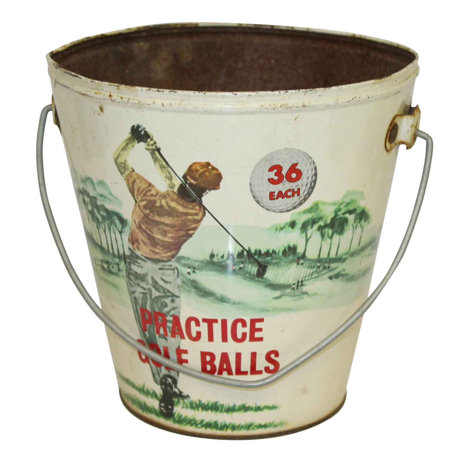 Lot Detail Vintage 'Practice Golf Balls' Metal Bucket Held 36