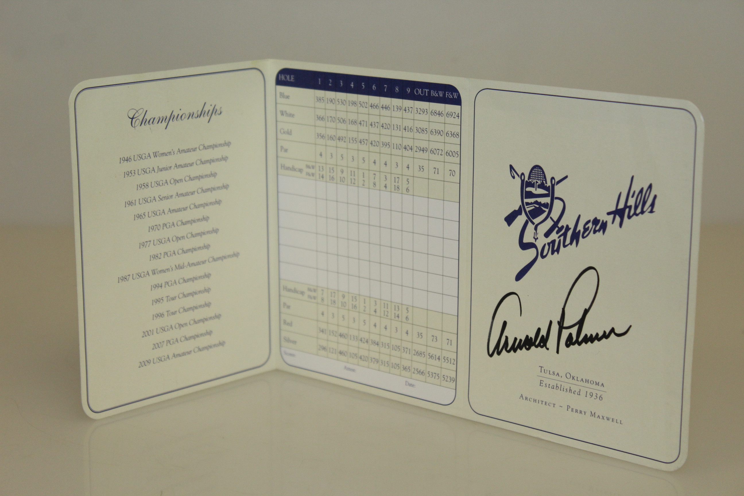 Lot Detail Arnold Palmer Signed Southern Hills Scorecard JSA ALOA
