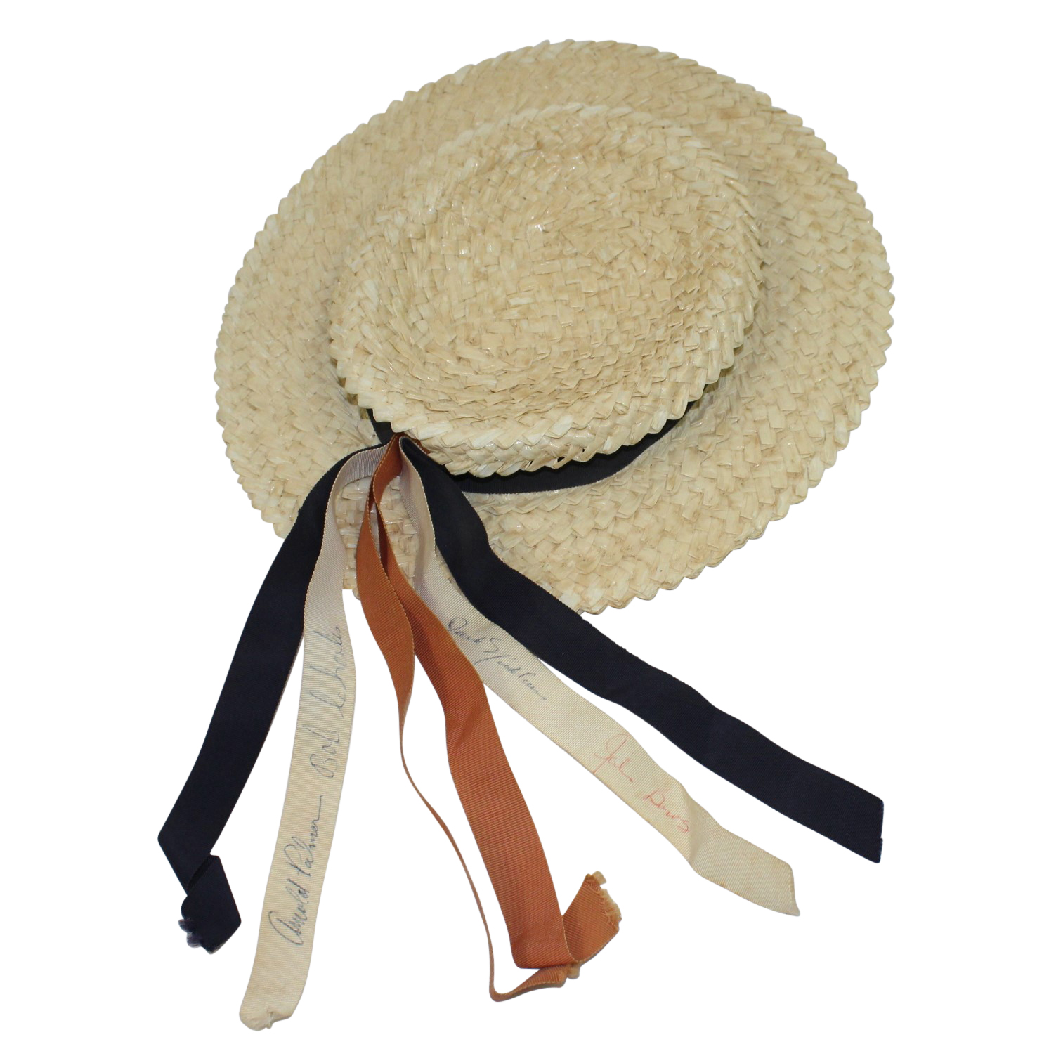 Lot Detail Vintage Tan Braided/Woven Straw Hat with Ribbons Signed by