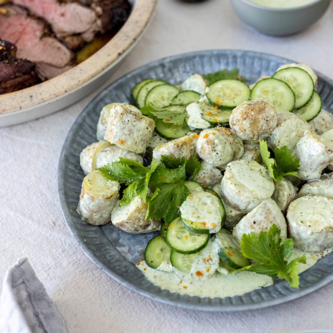Kipfler Potato Salad with Lemony Jalapeño Dressing Recipe The Good Carb