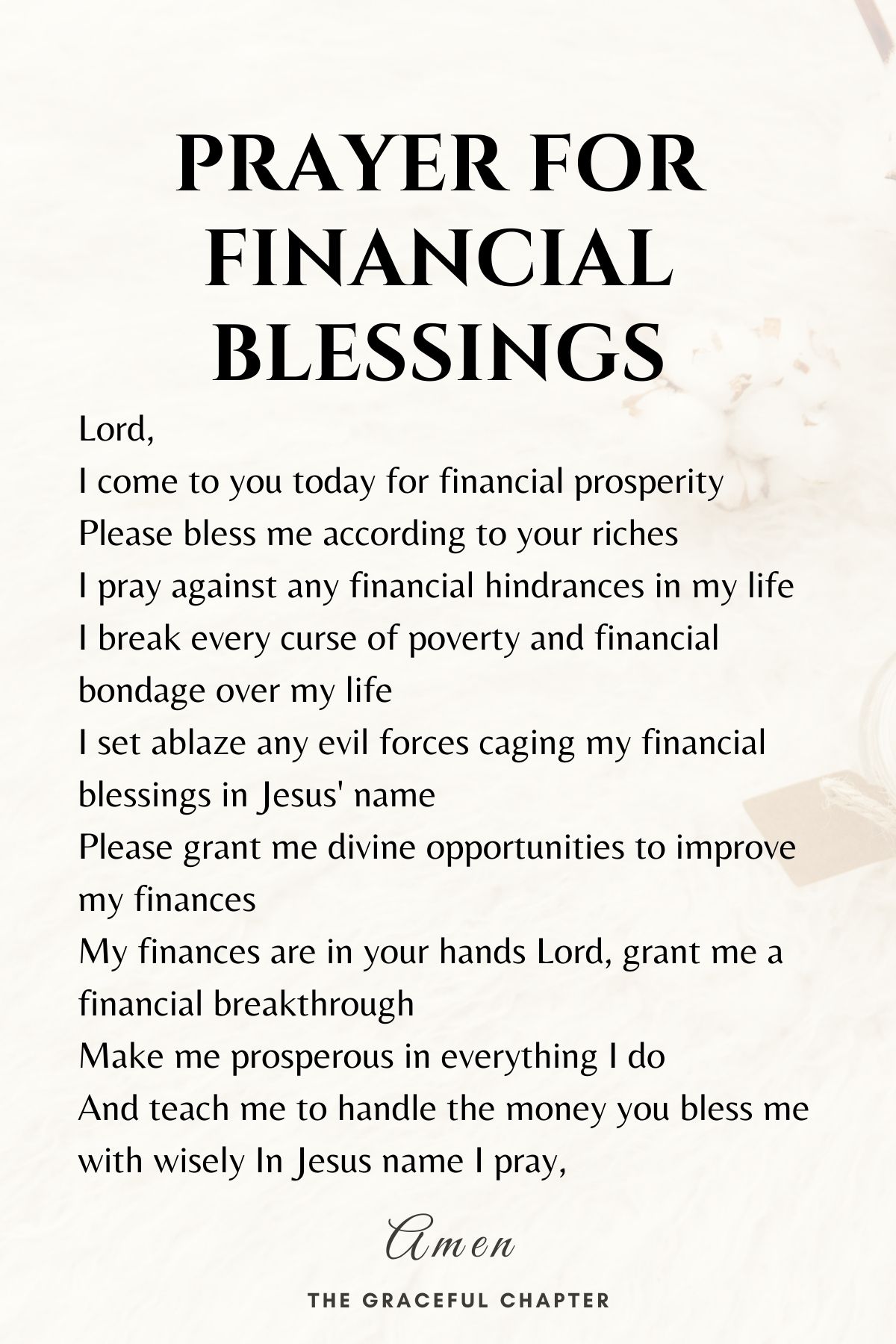 Prayers For Financial Protection Printable Form, Templates and Letter