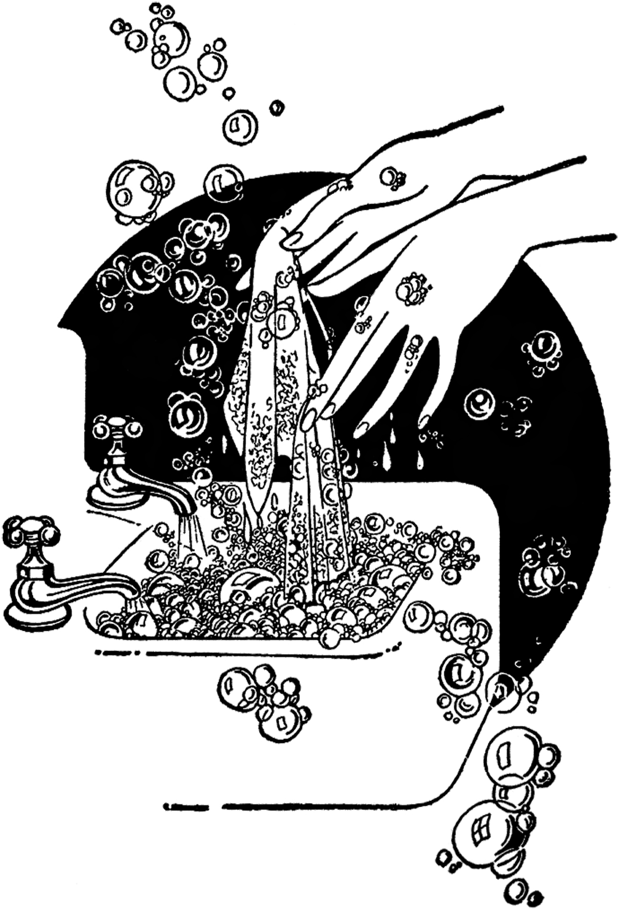 Vintage Hand Washing Image Bubbles! The Graphics Fairy