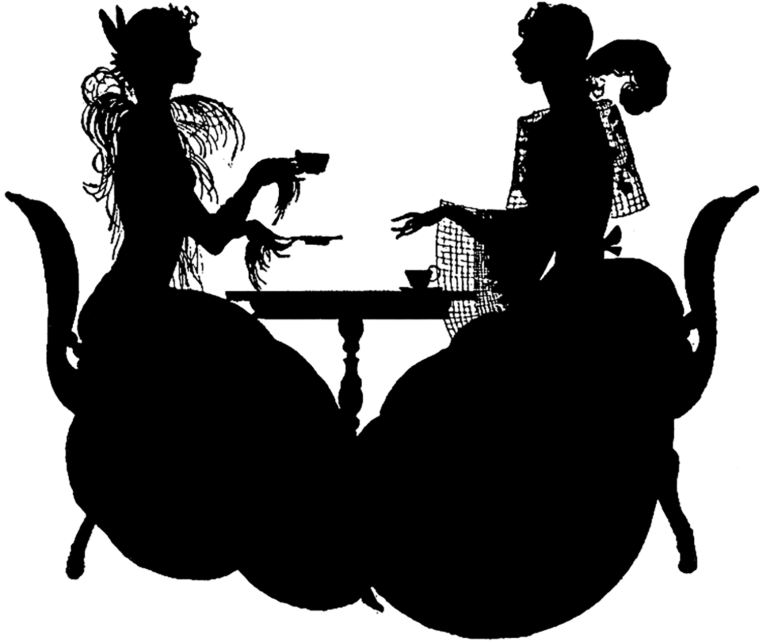 Stunning Vintage Silhouette Elegant Ladies at Tea Image! The Graphics Fairy