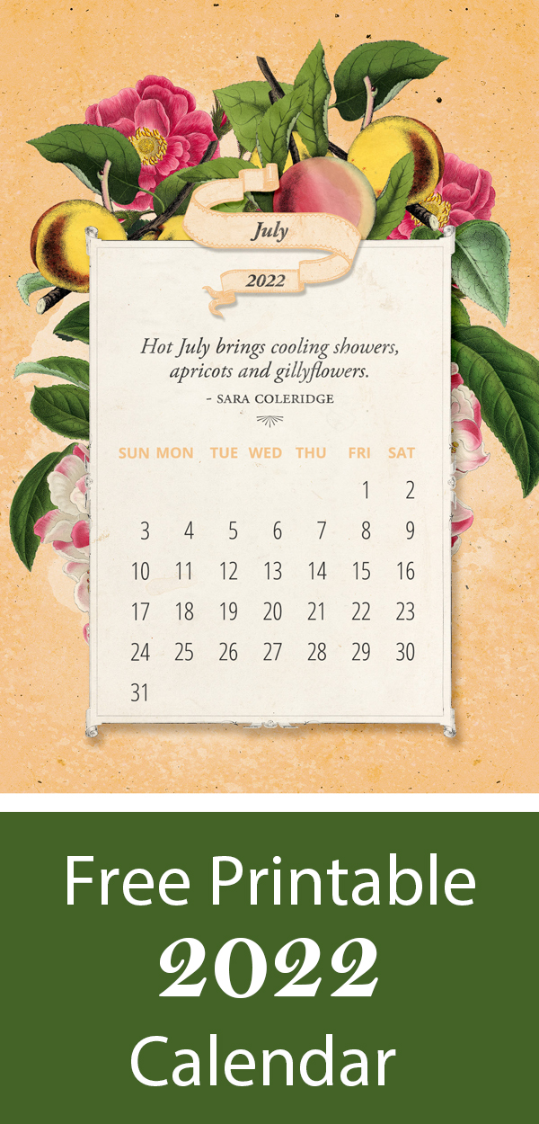 Free Printable 2022 Calendar! - The Graphics Fairy