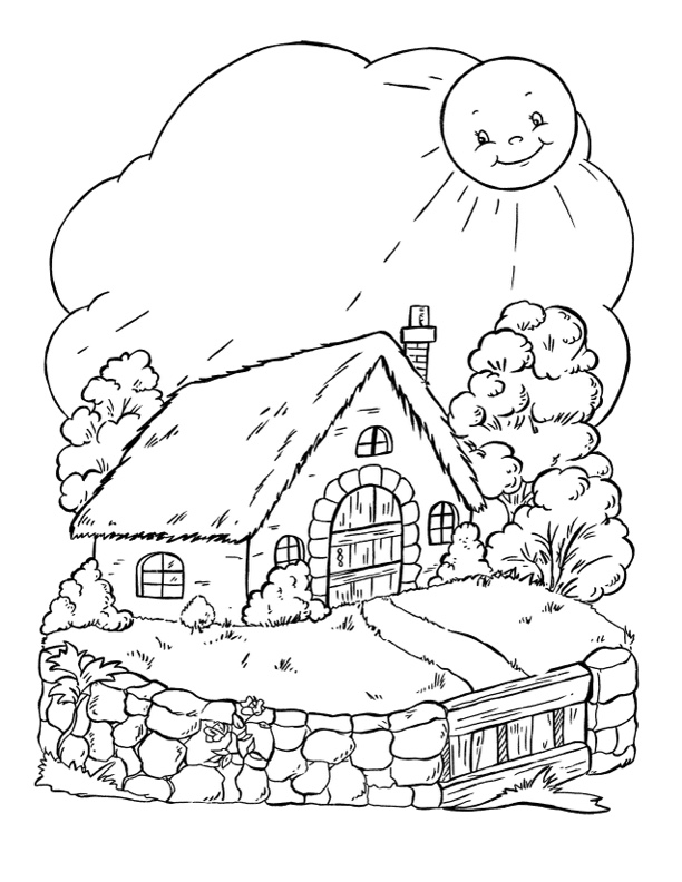 4 House Coloring Pages! The Graphics Fairy