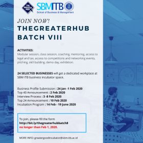 INCUBATION PROGRAM at THE GREATERHUB SBM ITB [JOIN NOW] – The Greater Hub |  Official Website