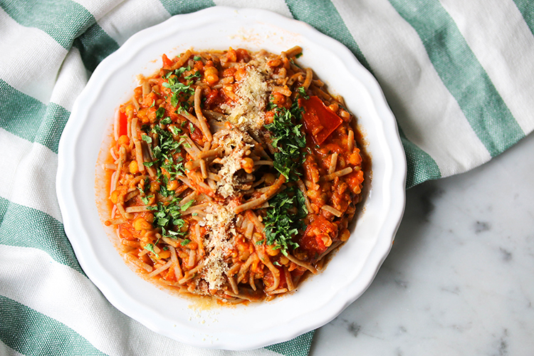 Soba noodles tomato spaghetti with lentils The Green Creator