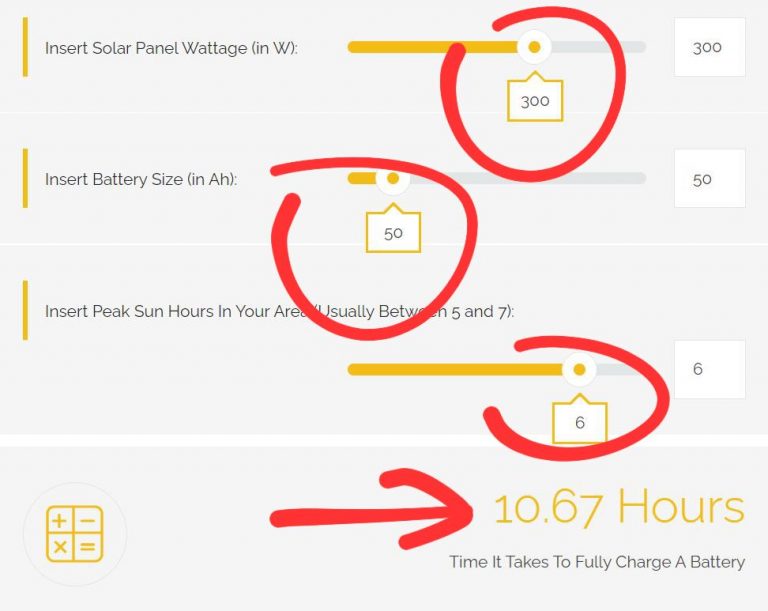 Solar Panel Charge Time Calculator For 12V Batteries (100W500W Panels)