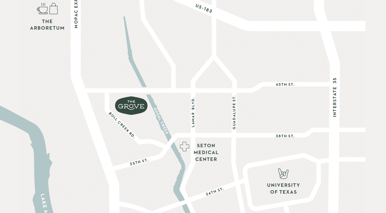 The Grove Austin, TX Location Map