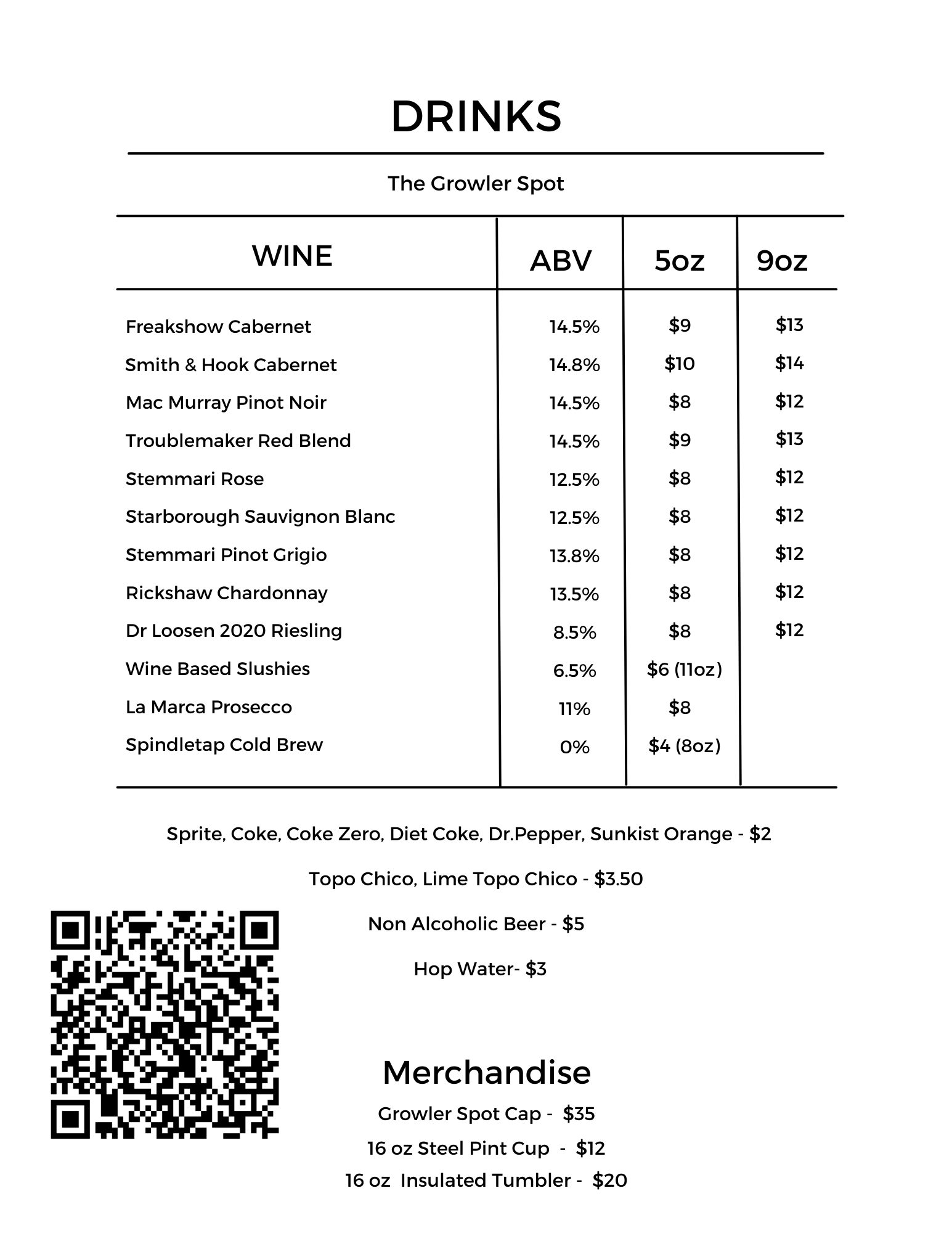 MENU The Growler Spot Craft Beer Bar