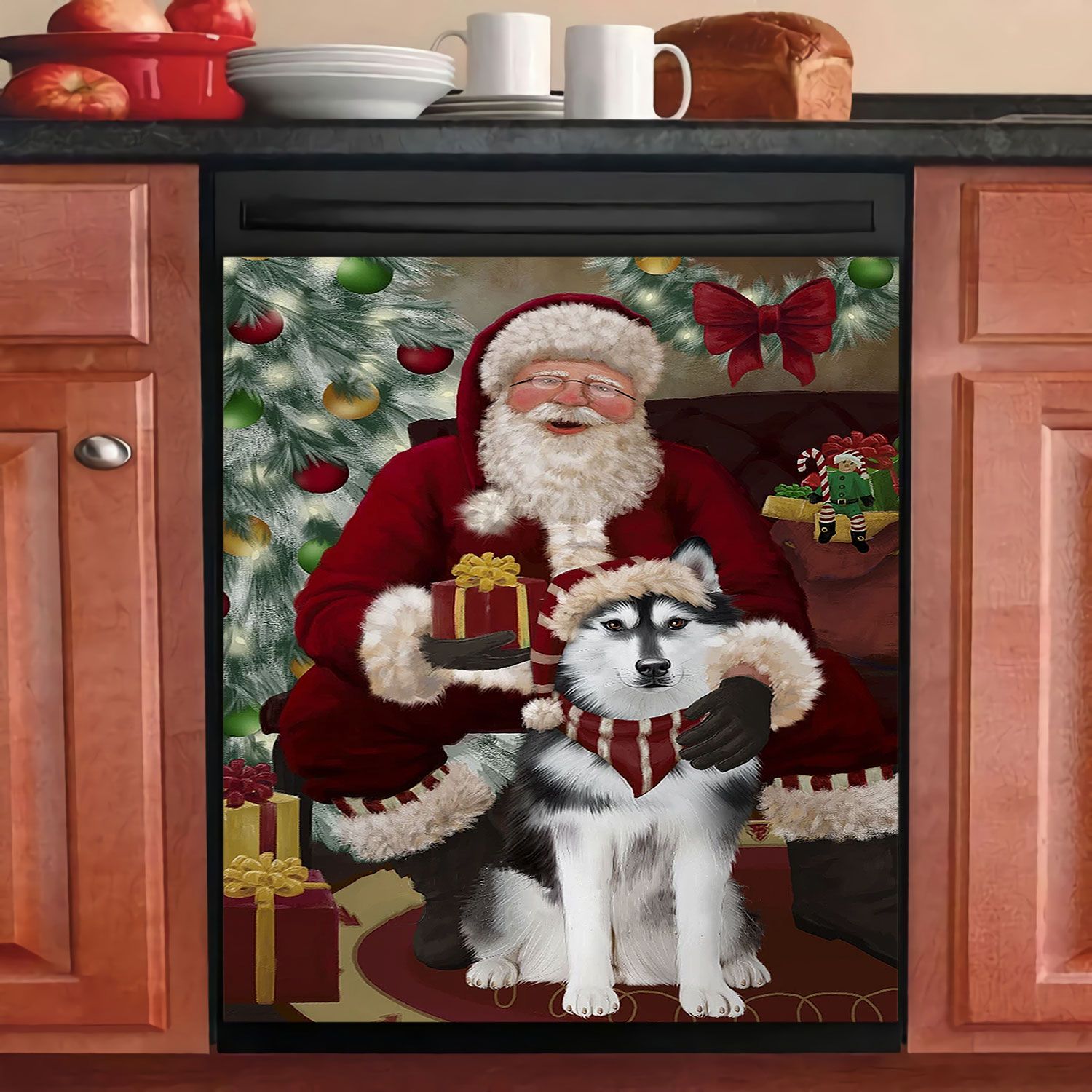 Siberian Husky Santa ER5 LBHT Decor Kitchen Dishwasher The Happy Wood
