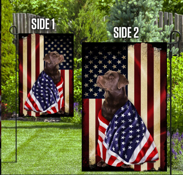Chocolate Labrador Retriever American Patriot Garden Flag House Flag