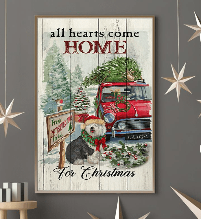 Old English Sheepdog Come Home For Christmas Dog Memorial Vertical