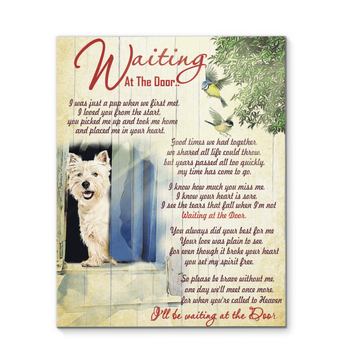 Westie Waiting At The Door Custom Vertical Canvas Poster For Home