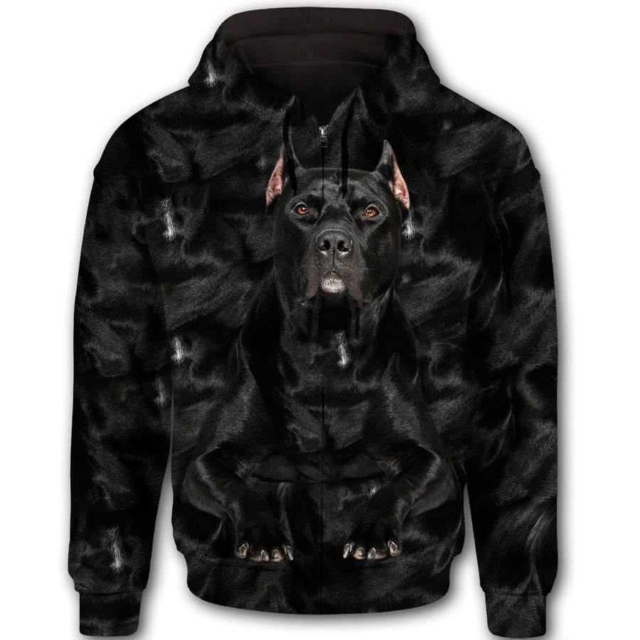 Pitbull Cute Dog Face All Over Print Zip Hoodie Sweatshirt The Happy Wood