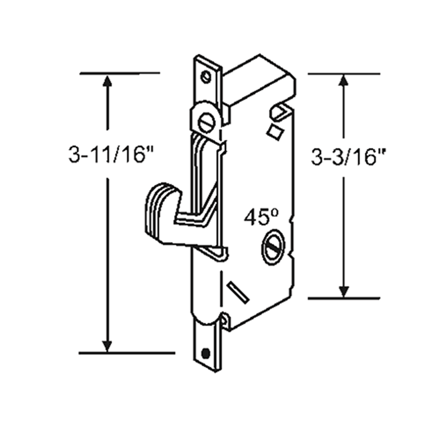 Round Face Mortise Lock with 45° Cam SDL1313 Sliding Glass Door