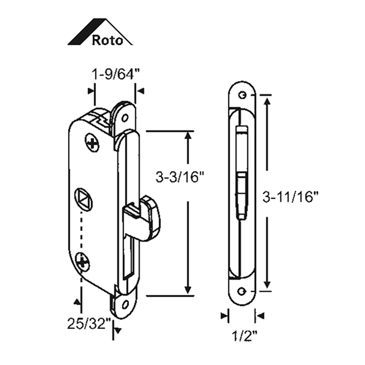 Single Point Slider Lock SDL1314 Sliding Glass Door Mortise Locks