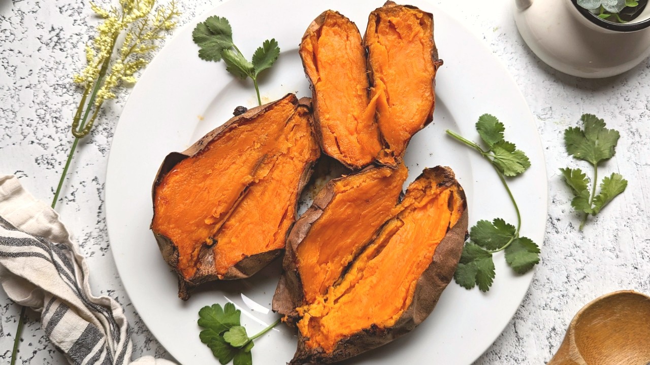 Air Fryer Whole Sweet Potatoes Recipe The Herbeevore
