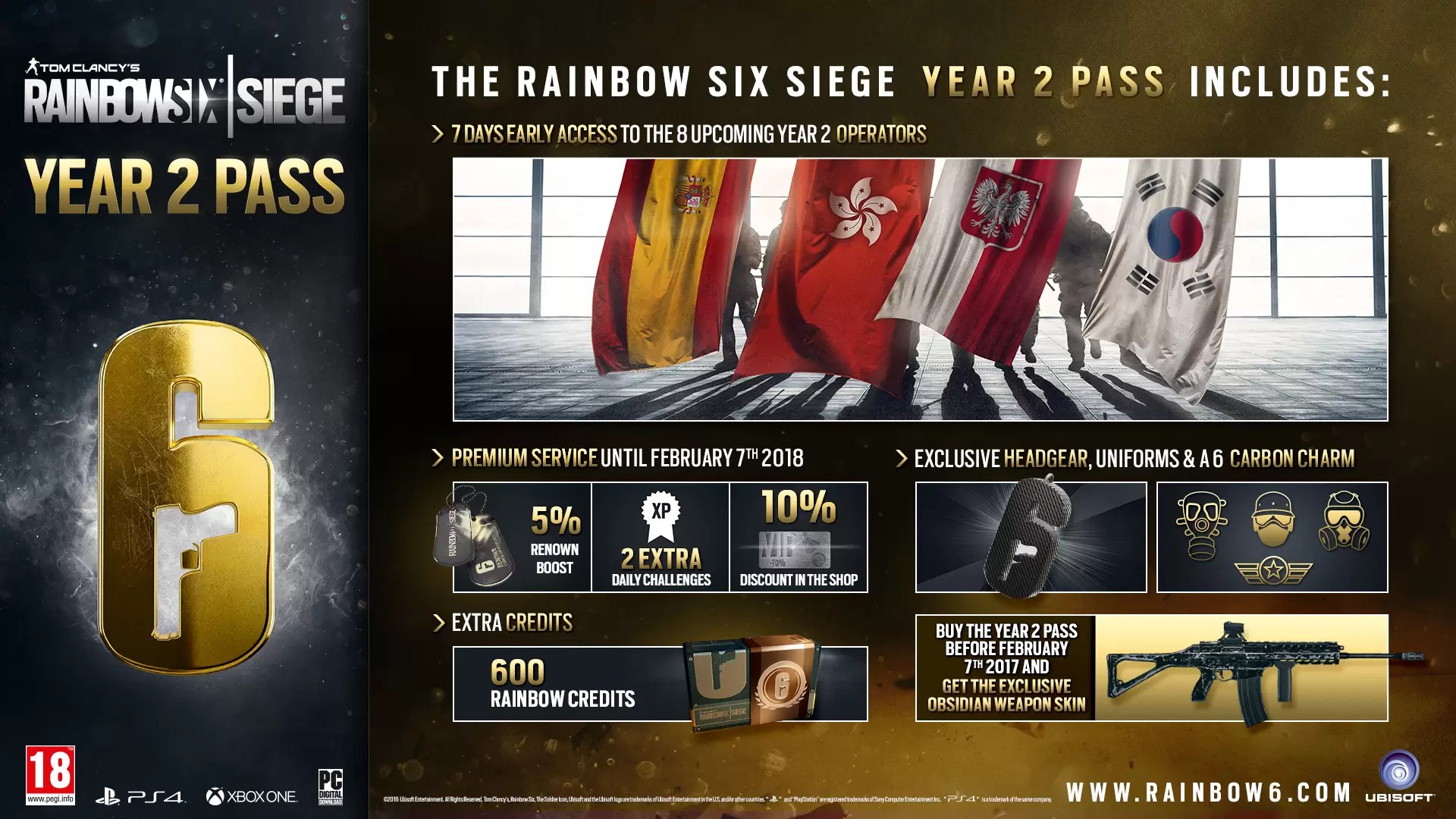 Tom Clancy's Rainbow Six Siege Year 2 Pass Contents & Info The
