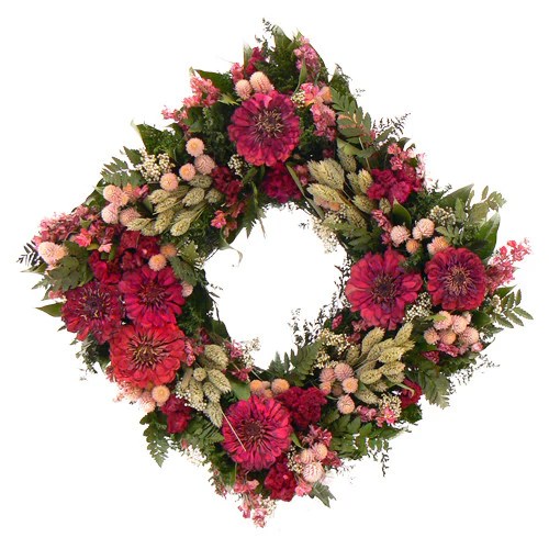 Zinnia Dried Flower Wreath
