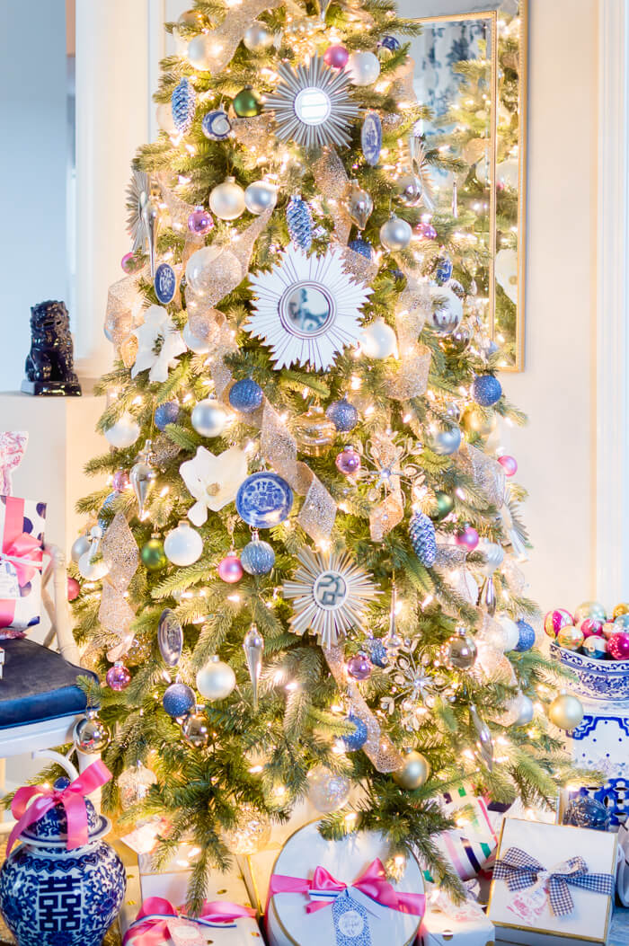 Blue White and Pink Christmas Tree The Home I Create