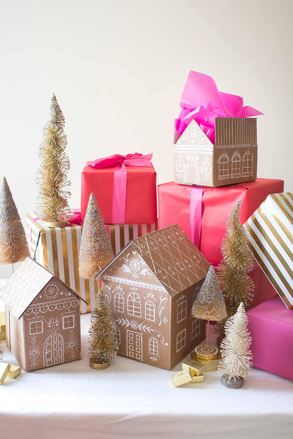 DIY Gingerbread house gift boxes