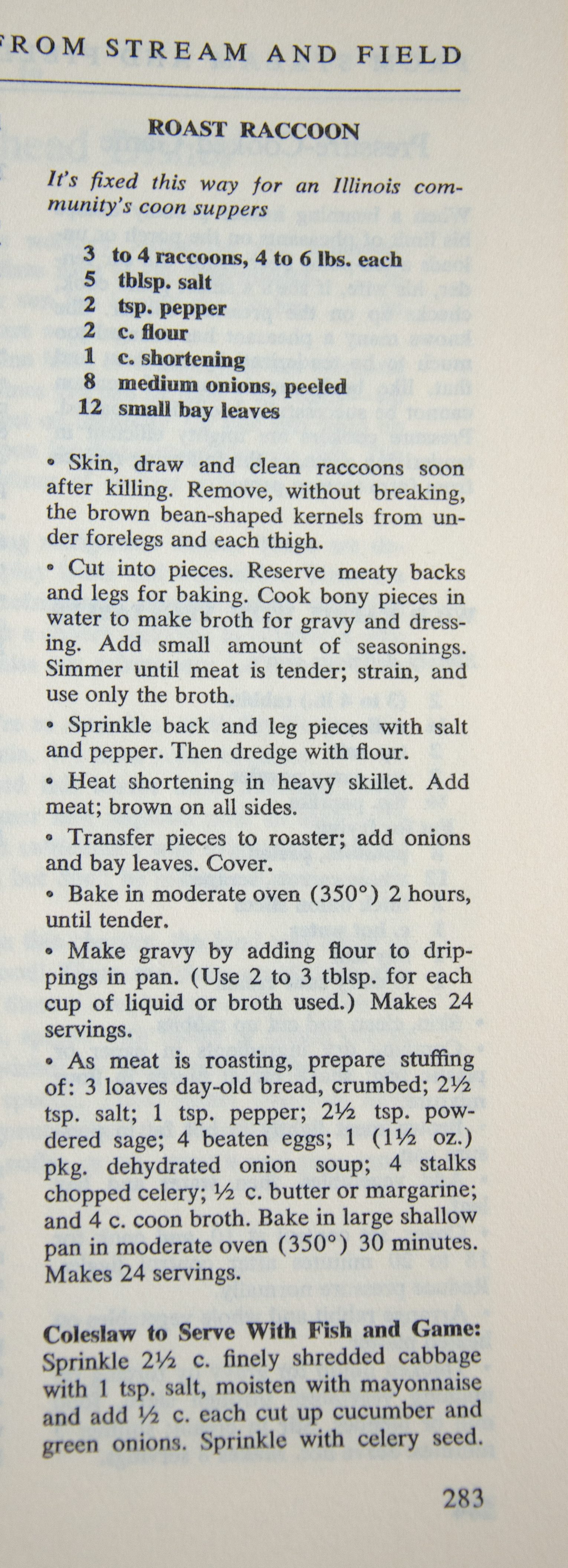 Insane Vintage Recipe: Roast Raccoon (aka- Roast Trash Panda)