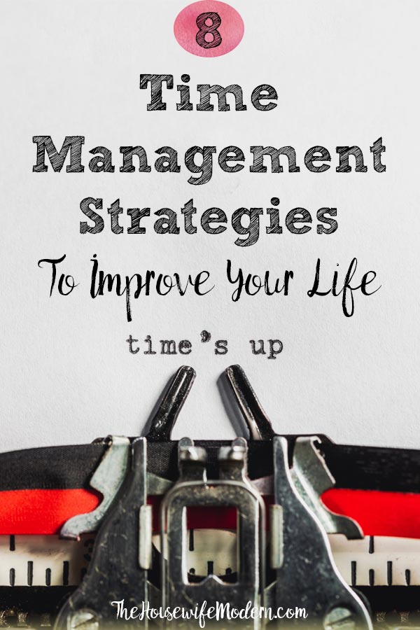 Pin image for 8 time management strategies. Typewriting typing