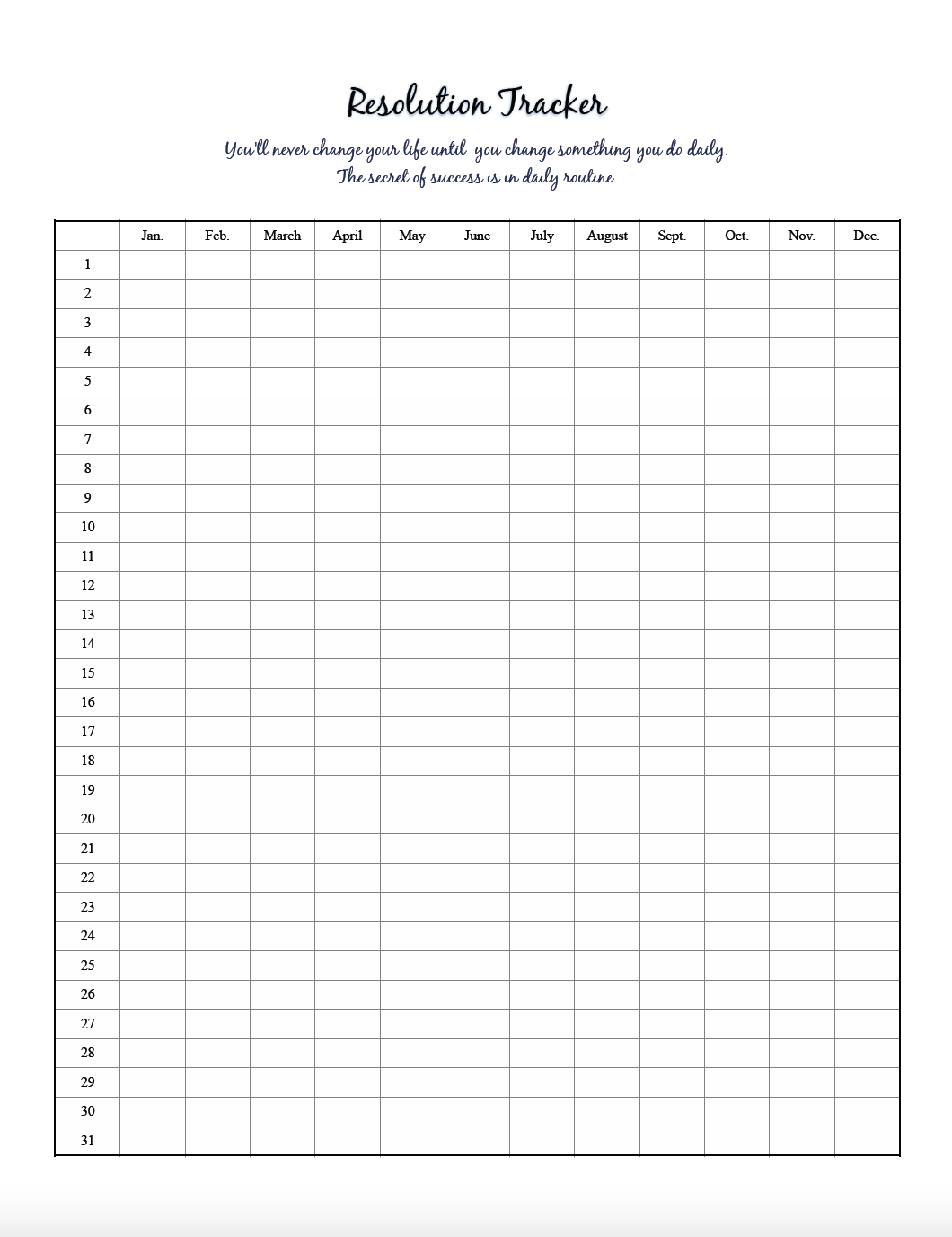 Free Printable Resolution Trackers & How to Start the New Year Off Right