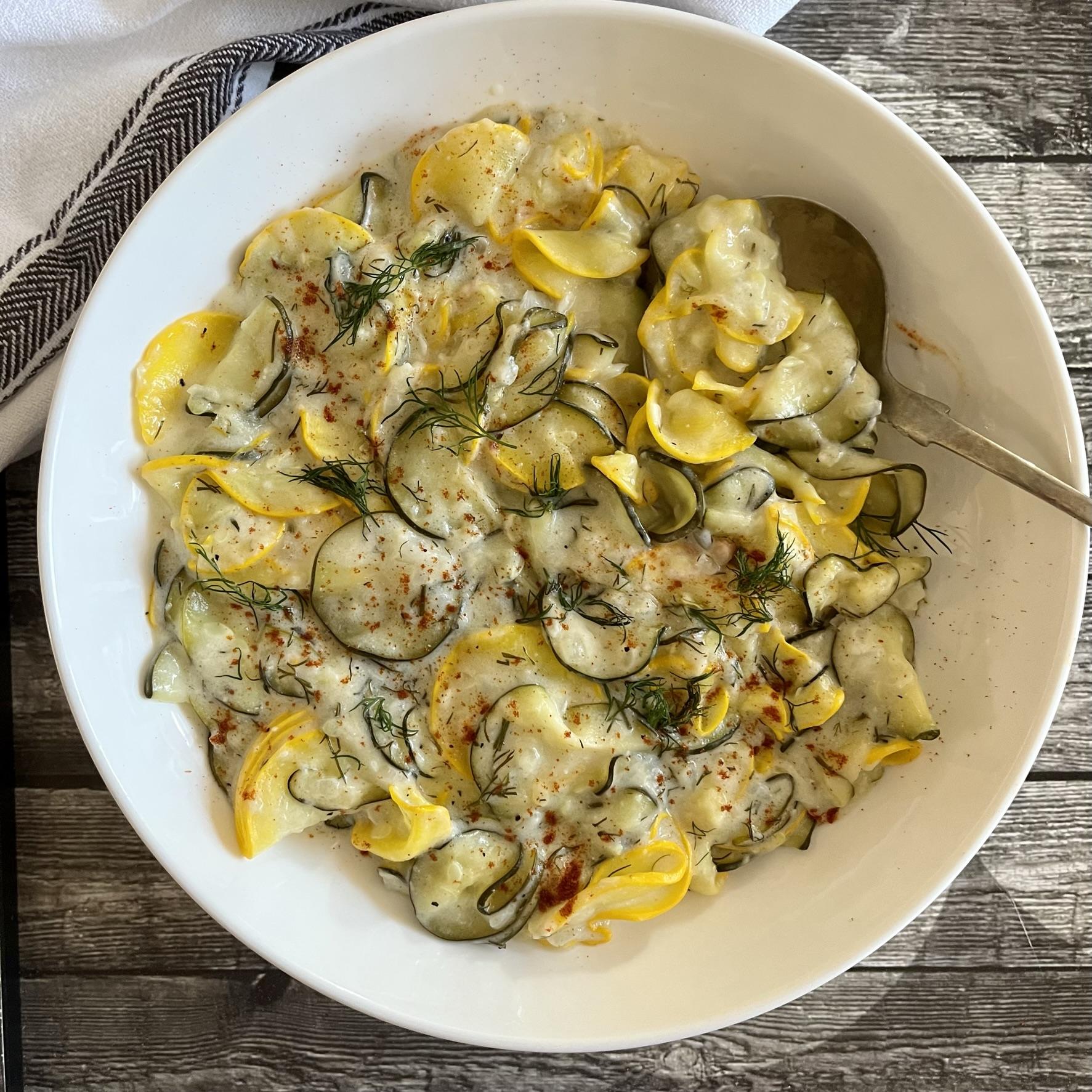 Creamy Hungarian Summer Squash with Dill (Krémes tök Kapor) The