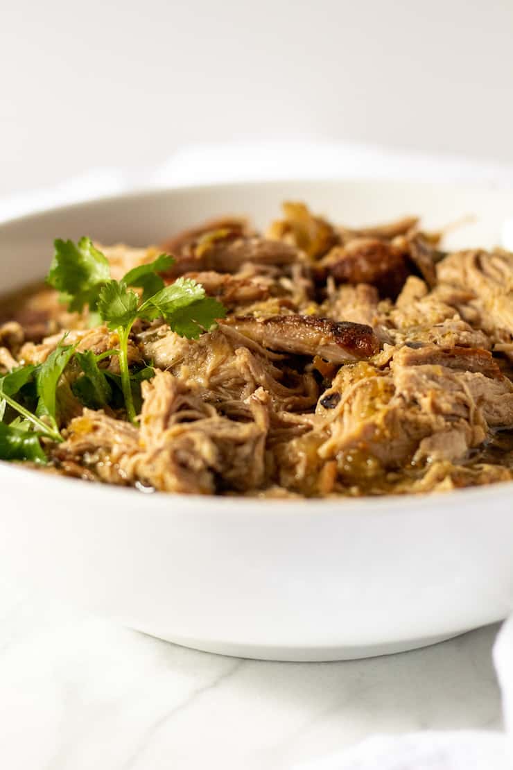 Easy Pork Chile Verde Recipe in Slow Cooker with Salsa Verde