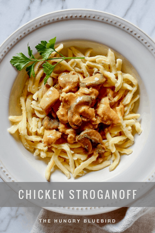 Creamy Chicken Stroganoff with Mushrooms in Paprika Sour Cream Gravy