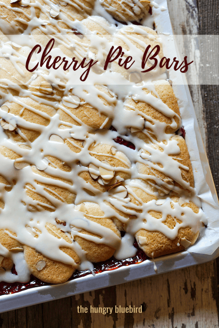 Cherry Pie Bars with Vanilla Glaze and Almonds