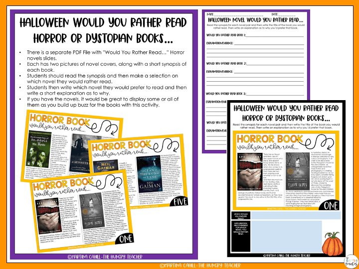 Middle School ELA Halloween Activities The Hungry Teacher