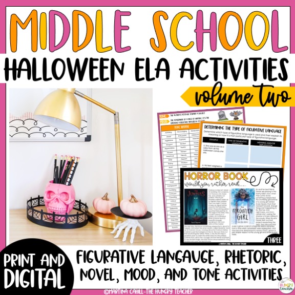 Middle School ELA Halloween Activities Volume Two Mood and Tone The
