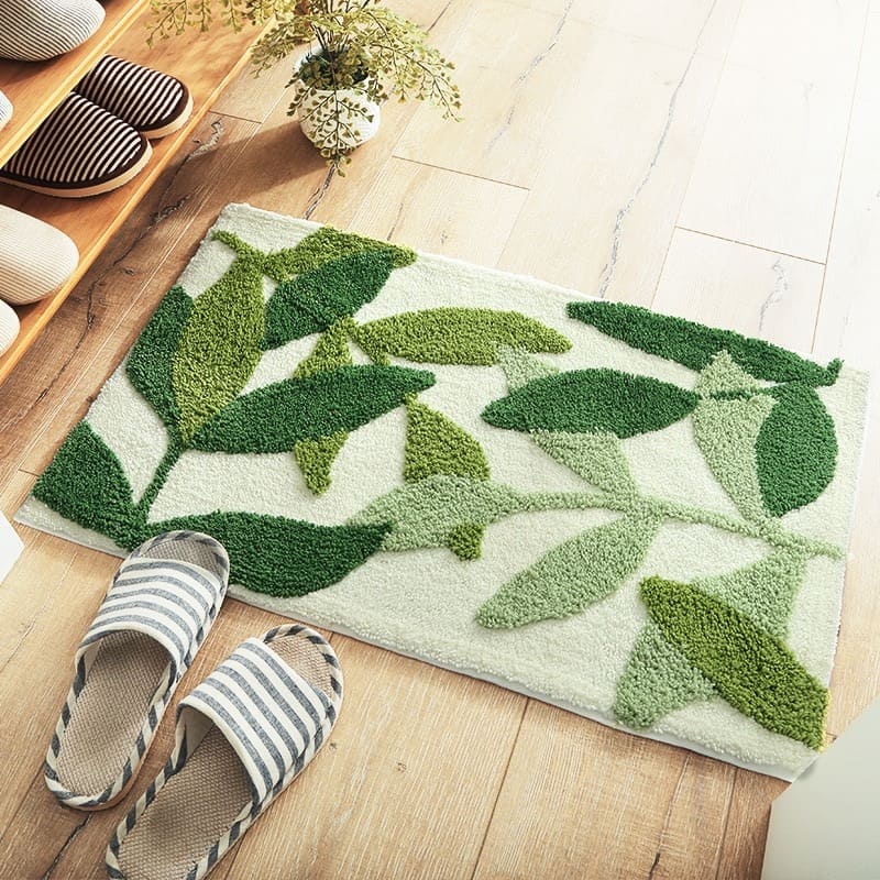 Tufted Plush Leaves Bath Mat The iambic
