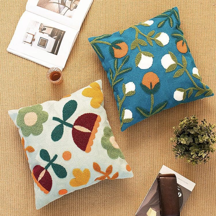 Floral Embroidery Pillow Cover The iambic