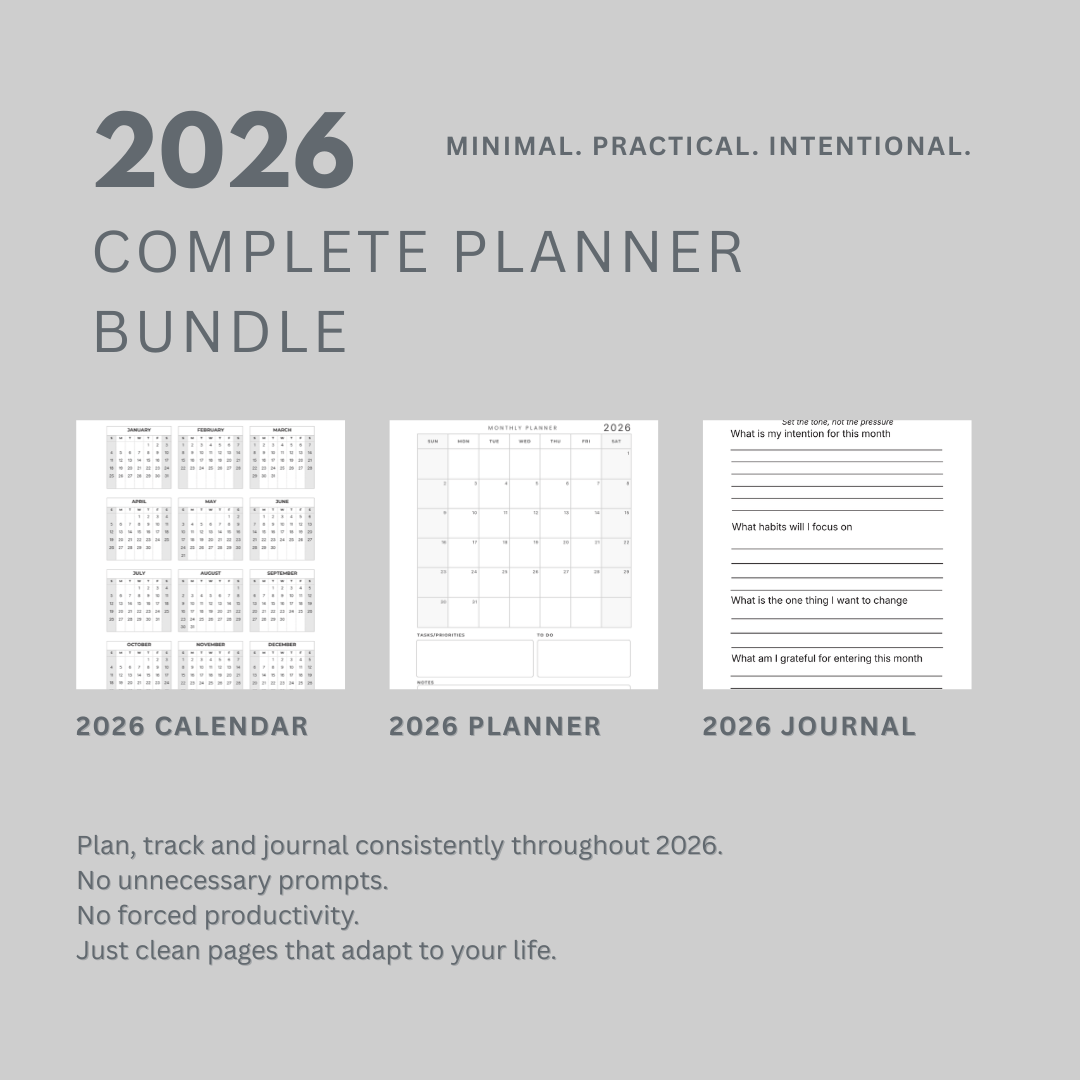 2026 Complete Life Planner Bundle Calendar, Planner and Journal The