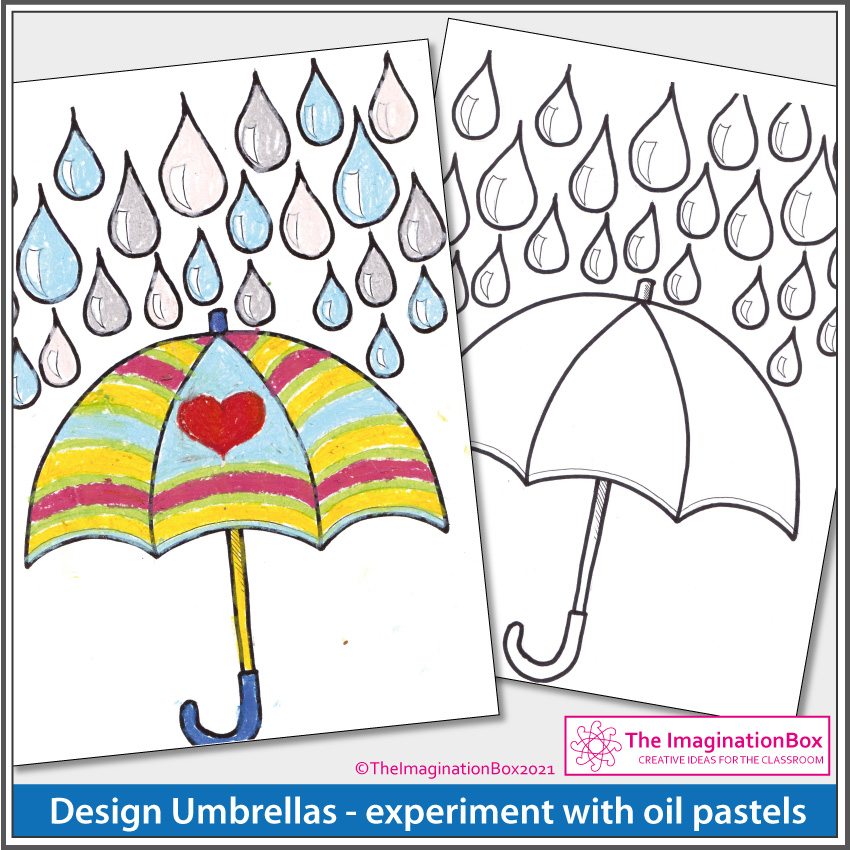 Spring Coloring Pages, Rain Boots, Umbrella, Hat and Mittens Art