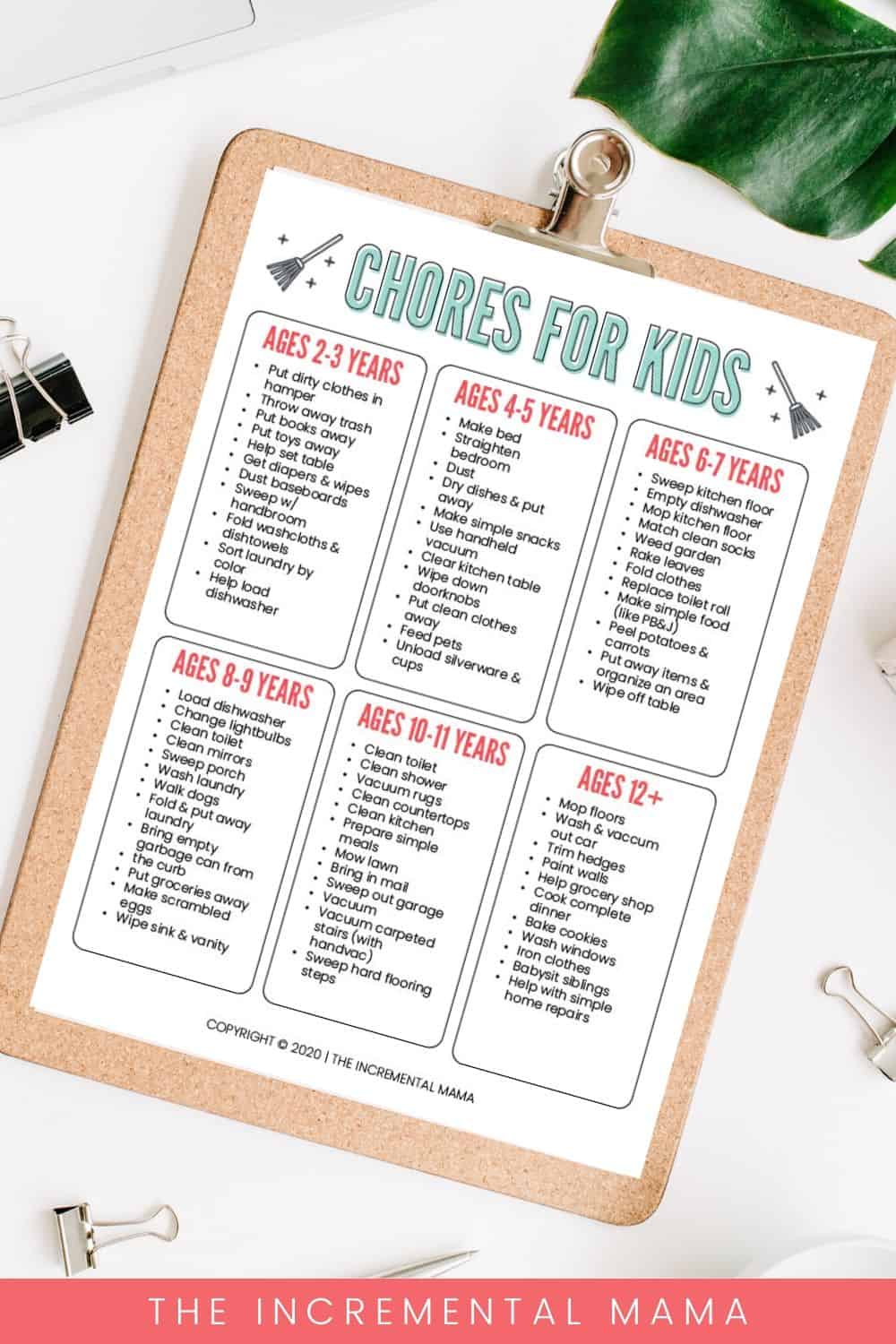 Printable Chore Chart by Age The Incremental Mama